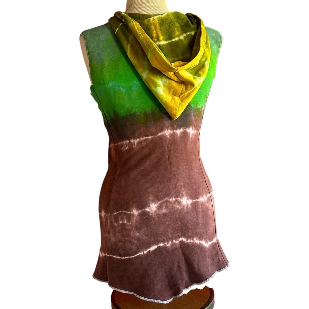Womens Top Size Medium Handmade Hoodie Tank Tie Dye Long Festival